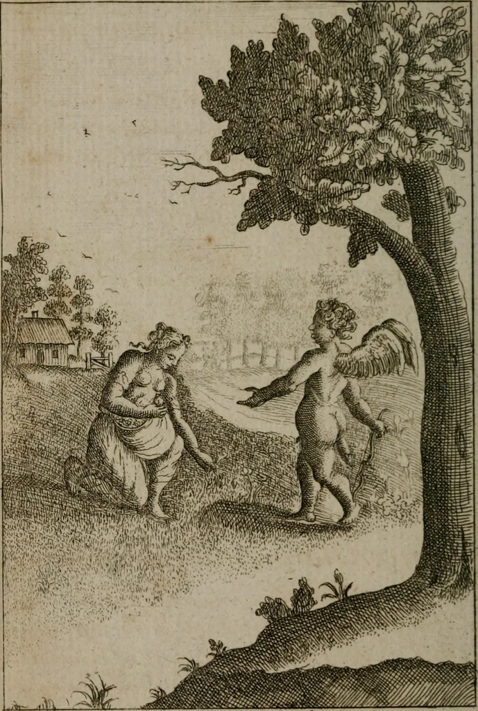 An illustration from Emblems of love in four languages : dedicated to the ladys, 1747, leaf 79