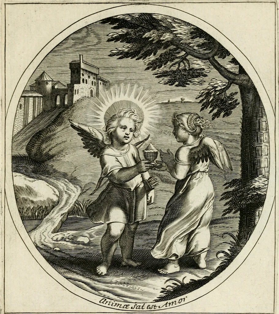 An illustration from Emblesmes de l'amour diuin, 1690, leaf 14