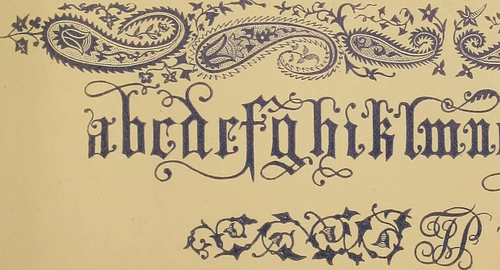 An illustration from The embroiderer's book of design : containing initials, emblems, cyphers, monograms, ornamental borders, ecclesiastical devices, mediæval and modern alphabets, and national emblems, 1891, leaf 10