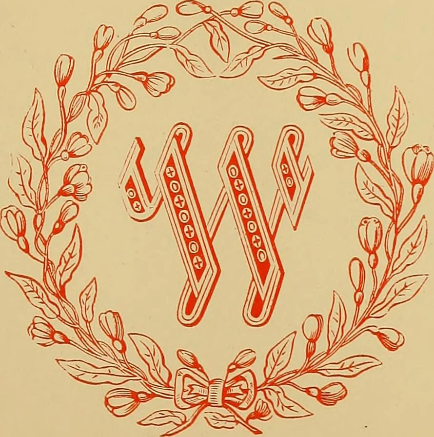 An illustration from The embroiderer's book of design : containing initials, emblems, cyphers, monograms, ornamental borders, ecclesiastical devices, mediæval and modern alphabets, and national emblems, 1891, leaf 12