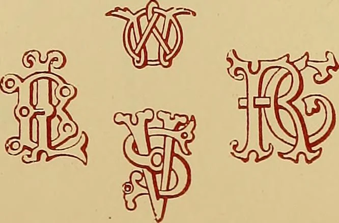 An illustration from The embroiderer's book of design : containing initials, emblems, cyphers, monograms, ornamental borders, ecclesiastical devices, mediæval and modern alphabets, and national emblems, 1891, leaf 16
