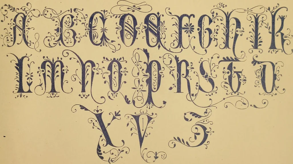 An illustration from The embroiderer's book of design : containing initials, emblems, cyphers, monograms, ornamental borders, ecclesiastical devices, mediæval and modern alphabets, and national emblems, 1891, leaf 18