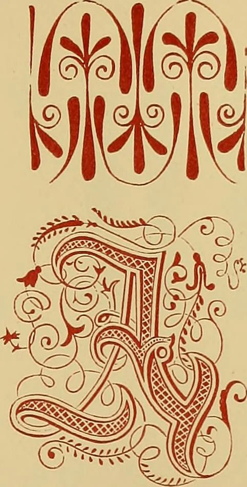 An illustration from The embroiderer's book of design : containing initials, emblems, cyphers, monograms, ornamental borders, ecclesiastical devices, mediæval and modern alphabets, and national emblems, 1891, leaf 24