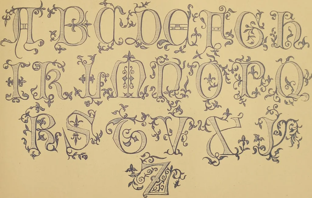 An illustration from The embroiderer's book of design : containing initials, emblems, cyphers, monograms, ornamental borders, ecclesiastical devices, mediæval and modern alphabets, and national emblems, 1891, leaf 30