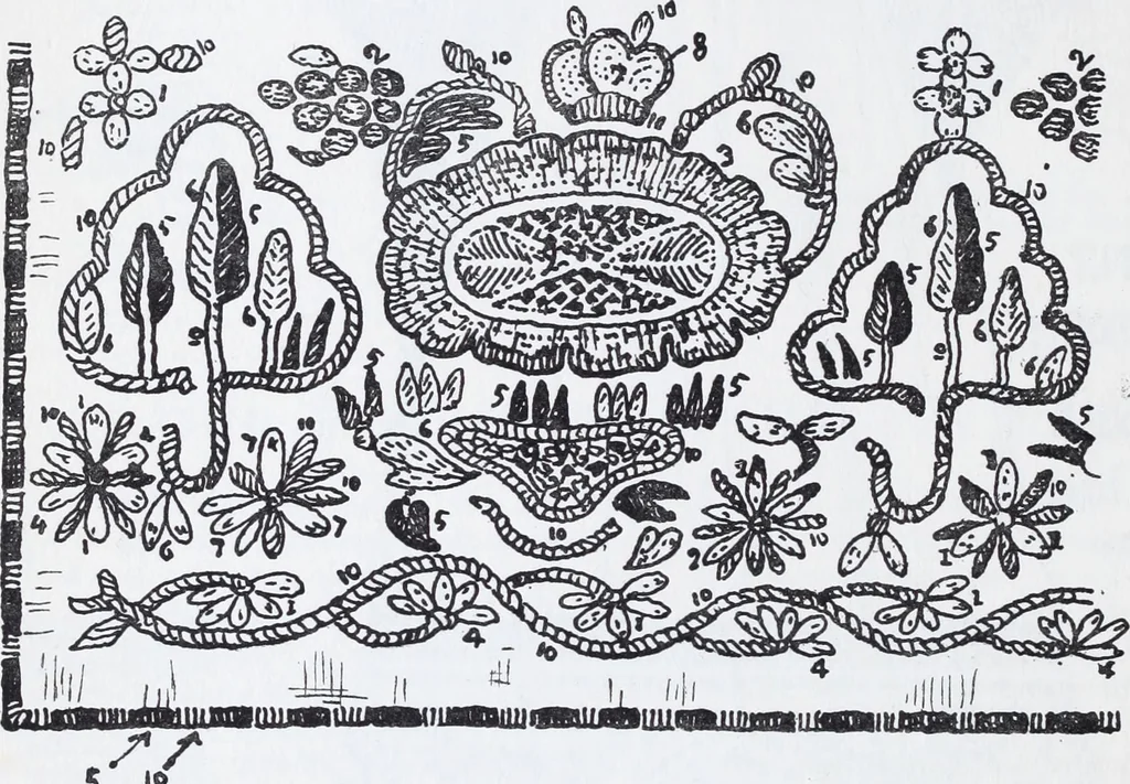 An illustration from Embroidery : a collection of articles on subjects connected with the study of fine needlework, including stitches, materials, methods of work, and designing, and history ..., 1909, leaf 135