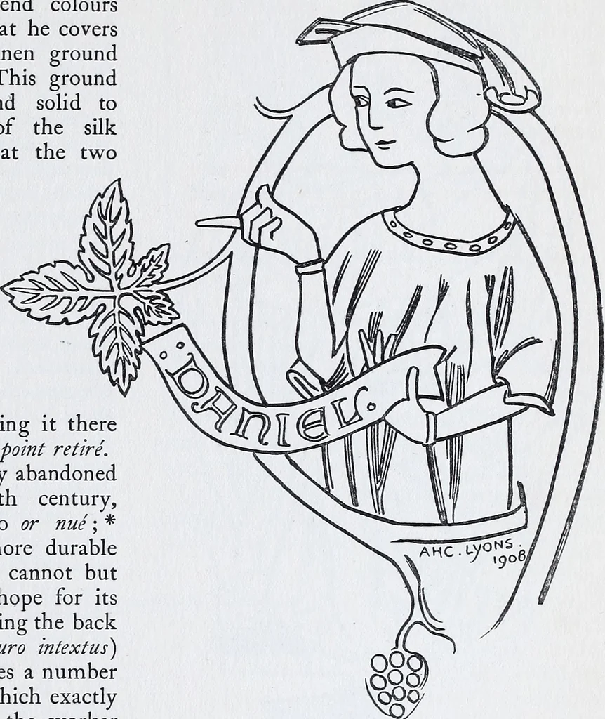 An illustration from Embroidery : a collection of articles on subjects connected with the study of fine needlework, including stitches, materials, methods of work, and designing, and history ..., 1909, leaf 164