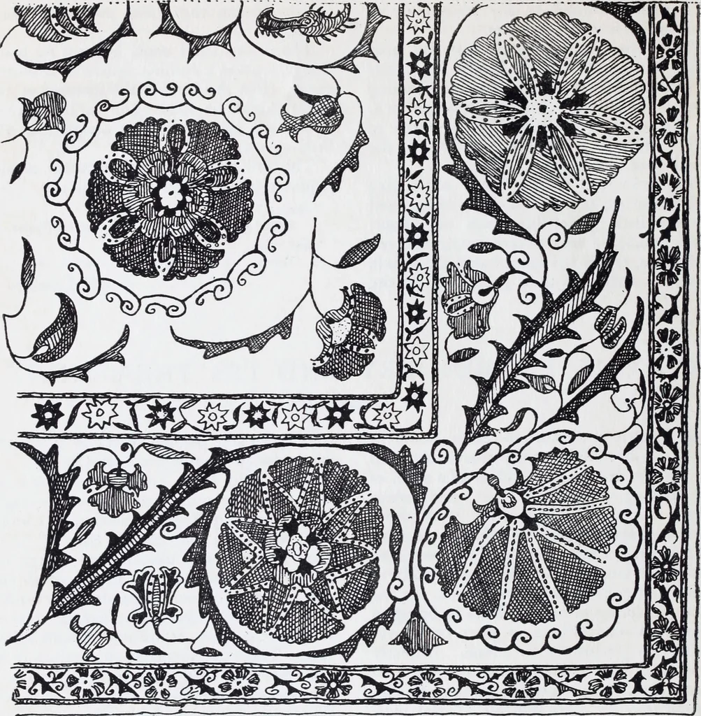 An illustration from Embroidery : a collection of articles on subjects connected with the study of fine needlework, including stitches, materials, methods of work, and designing, and history ..., 1909, leaf 187