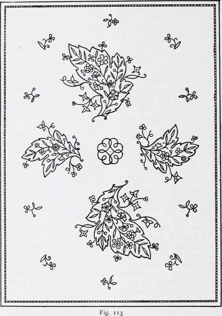 An illustration from Embroidery : a collection of articles on subjects connected with the study of fine needlework, including stitches, materials, methods of work, and designing, and history ..., 1909, leaf 225