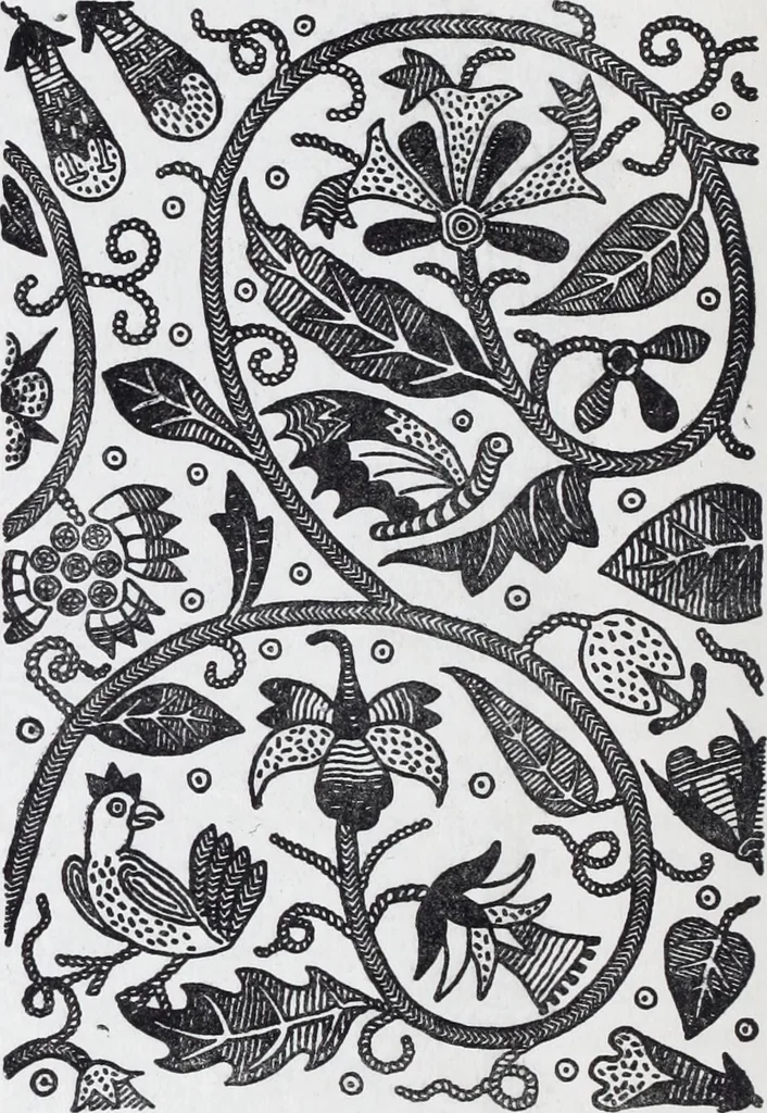An illustration from Embroidery : a collection of articles on subjects connected with the study of fine needlework, including stitches, materials, methods of work, and designing, and history ..., 1909, leaf 35