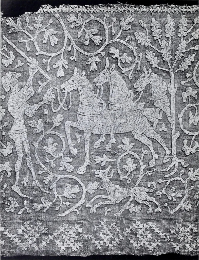 An illustration from Embroidery : a collection of articles on subjects connected with the study of fine needlework, including stitches, materials, methods of work, and designing, and history ..., 1909, leaf 47