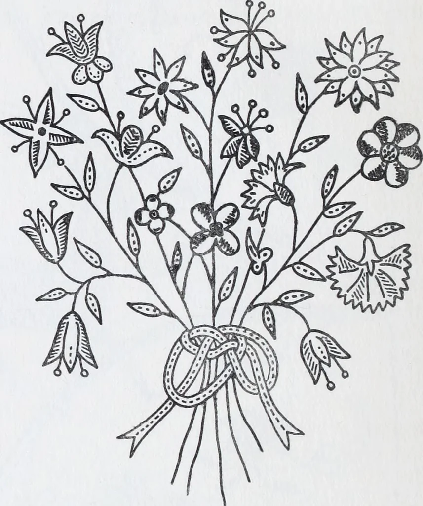 An illustration from Embroidery : a collection of articles on subjects connected with the study of fine needlework, including stitches, materials, methods of work, and designing, and history ..., 1909, leaf 51