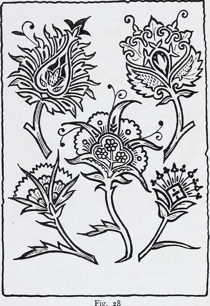An illustration from Embroidery : a collection of articles on subjects connected with the study of fine needlework, including stitches, materials, methods of work, and designing, and history ..., 1909, leaf 68