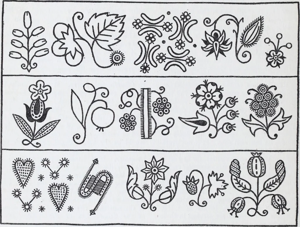 An illustration from Embroidery : a collection of articles on subjects connected with the study of fine needlework, including stitches, materials, methods of work, and designing, and history ..., 1909, leaf 95