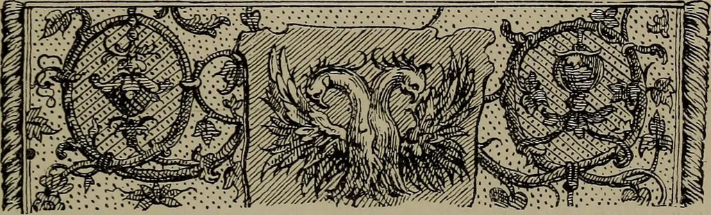 An illustration from Embroidery and lace: their manufacture and history from the remotest antiquity to the present day. A handbook for amateurs, collectors and general readers, 1888, leaf 100