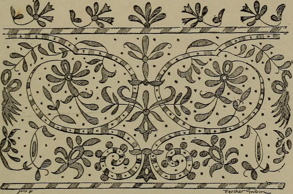 An illustration from Embroidery and lace: their manufacture and history from the remotest antiquity to the present day. A handbook for amateurs, collectors and general readers, 1888, leaf 142