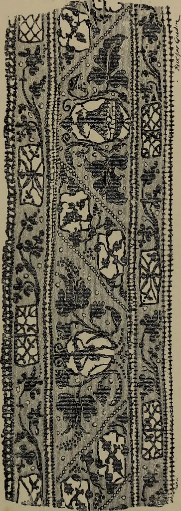 An illustration from Embroidery and lace: their manufacture and history from the remotest antiquity to the present day. A handbook for amateurs, collectors and general readers, 1888, leaf 188