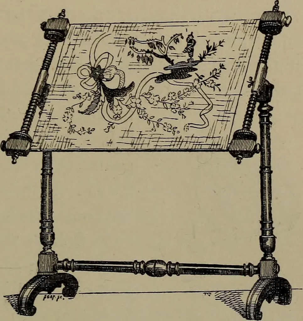 An illustration from Embroidery and lace: their manufacture and history from the remotest antiquity to the present day. A handbook for amateurs, collectors and general readers, 1888, leaf 20
