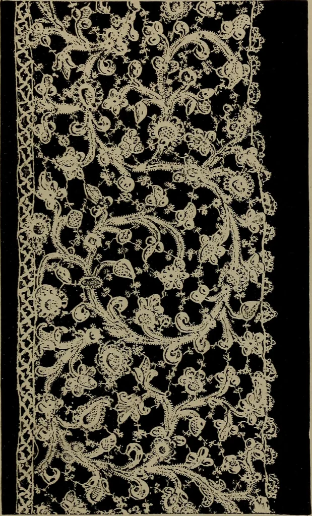 An illustration from Embroidery and lace: their manufacture and history from the remotest antiquity to the present day. A handbook for amateurs, collectors and general readers, 1888, leaf 244