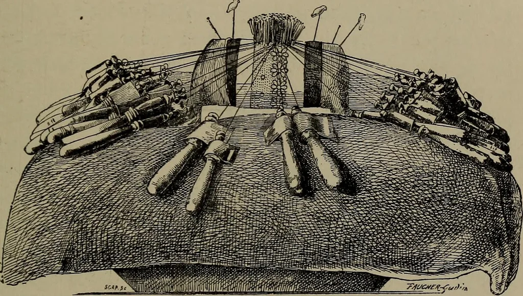 An illustration from Embroidery and lace: their manufacture and history from the remotest antiquity to the present day. A handbook for amateurs, collectors and general readers, 1888, leaf 26