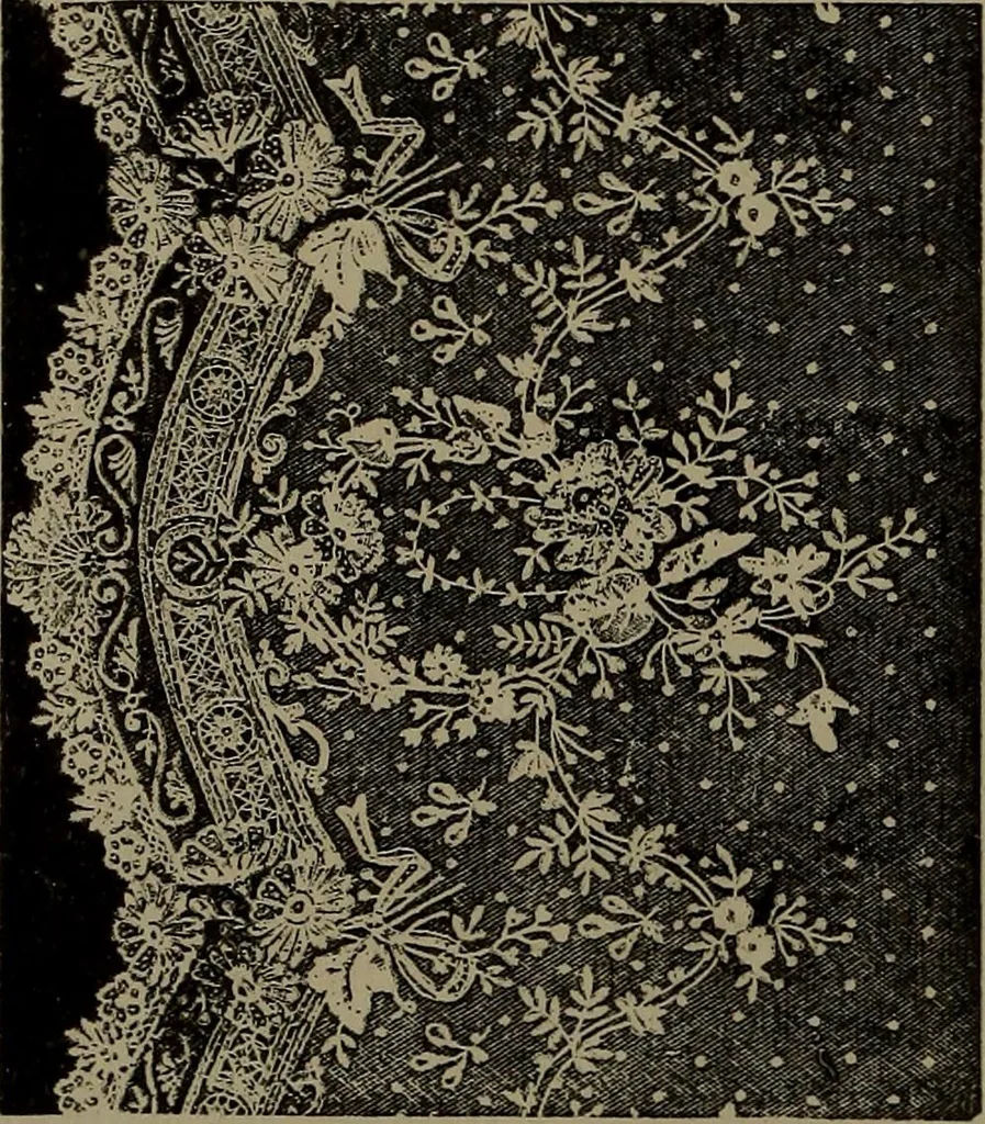 An illustration from Embroidery and lace: their manufacture and history from the remotest antiquity to the present day. A handbook for amateurs, collectors and general readers, 1888, leaf 325