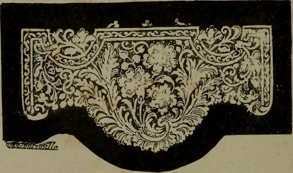 An illustration from Embroidery and lace: their manufacture and history from the remotest antiquity to the present day. A handbook for amateurs, collectors and general readers, 1888, leaf 337