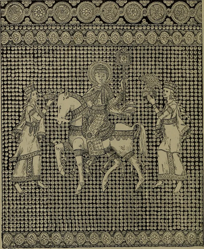 An illustration from Embroidery and lace: their manufacture and history from the remotest antiquity to the present day. A handbook for amateurs, collectors and general readers, 1888, leaf 63