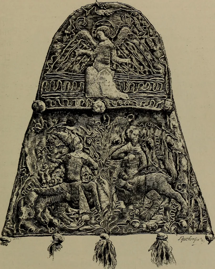 An illustration from Embroidery and lace: their manufacture and history from the remotest antiquity to the present day. A handbook for amateurs, collectors and general readers, 1888, leaf 92