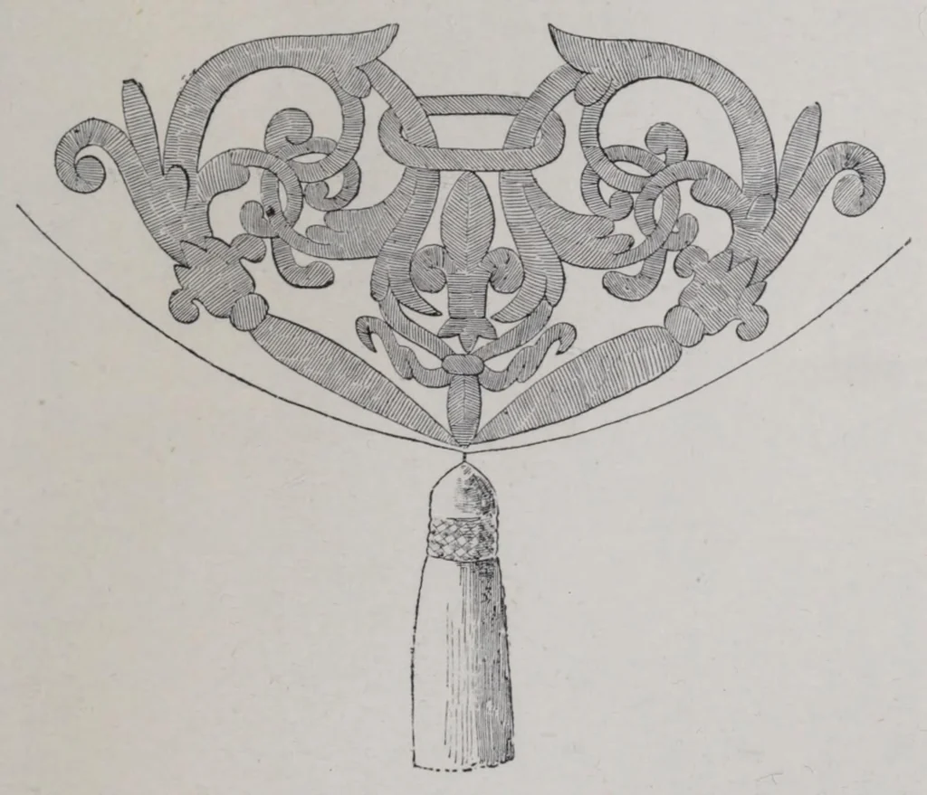 An illustration from Embroidery and lace: their manufacture and history from the remotest antiquity to the present day. A handbook for amateurs, collectors, and general readers, 1888, leaf 159