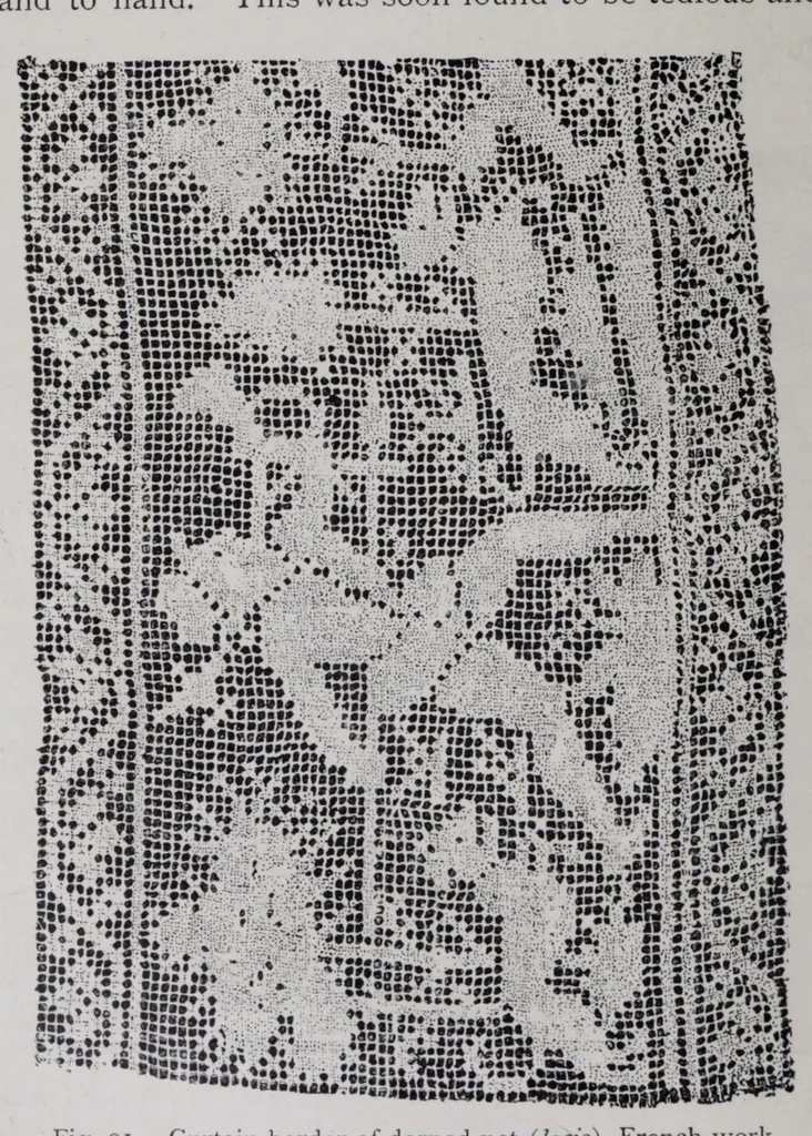 An illustration from Embroidery and lace: their manufacture and history from the remotest antiquity to the present day. A handbook for amateurs, collectors, and general readers, 1888, leaf 198