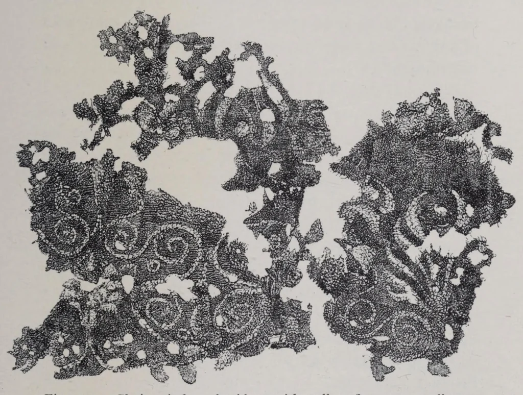An illustration from Embroidery and lace: their manufacture and history from the remotest antiquity to the present day. A handbook for amateurs, collectors, and general readers, 1888, leaf 61