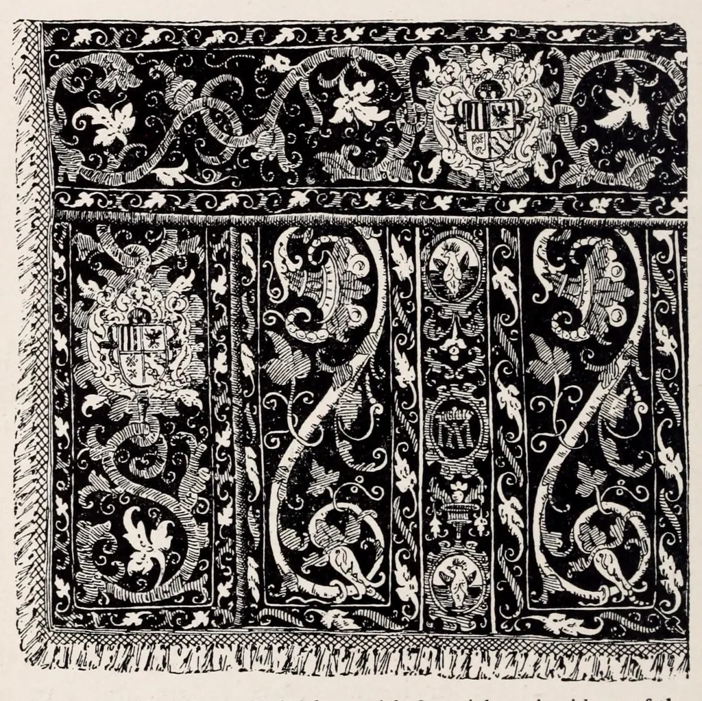 An illustration from Embroidery and lace; their manufacture and history, 1899, leaf 132