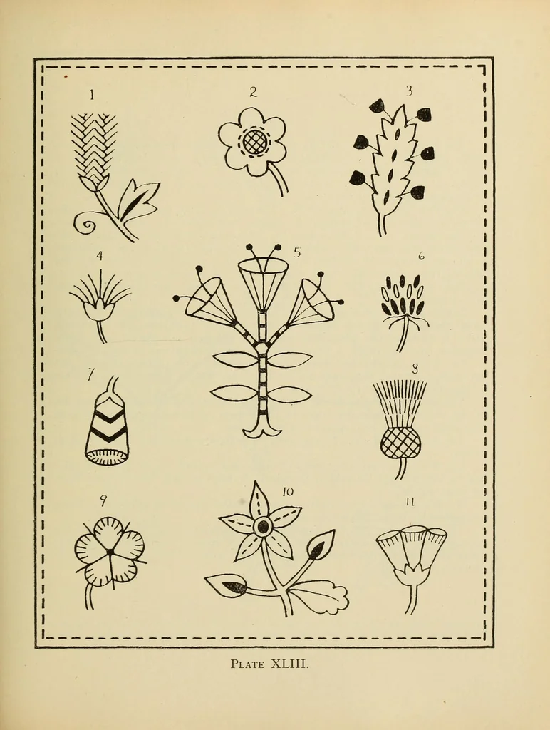 An illustration from An embroidery pattern book, 1917, leaf 103