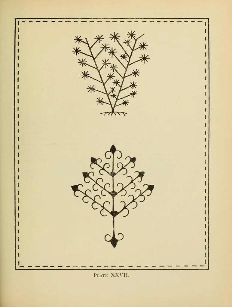 An illustration from An embroidery pattern book, 1917, leaf 71