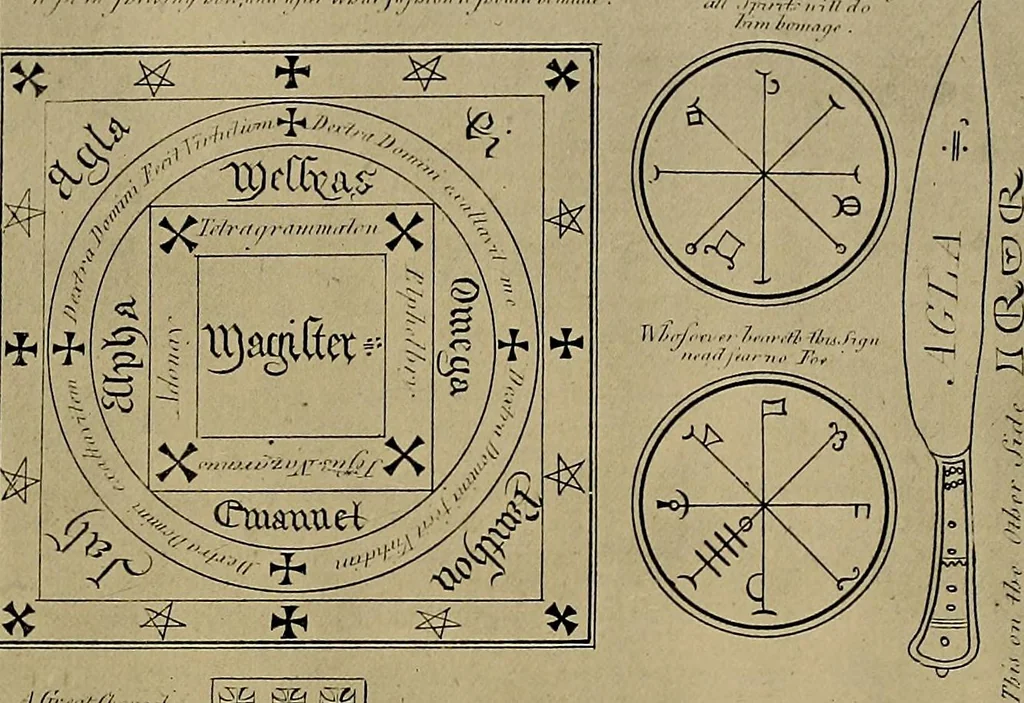 An illustration from An encyclopaedia of occultism : a compendium of information on the occult sciences, occult personalities, psychic science, magic, demonology, spiritism and mysticism, 1920, leaf 306