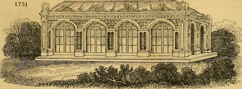 An illustration from An encyclopædia of cottage, farm, and villa architecture and furniture : containing numerous designs for dwellings from the cottage to the villa including farm houses, farmeries, and other agricultural buildings, several designs for country inns, public houses, and parochial schools, with the requisite fittings-up fixtures and furniture ; and appropriate offices, gardens and garden scenery ; each design accompanied by analytical and critical marks illustrative of the principles of archtiectural science and taste on whihc it is composed, 1836, leaf 1004