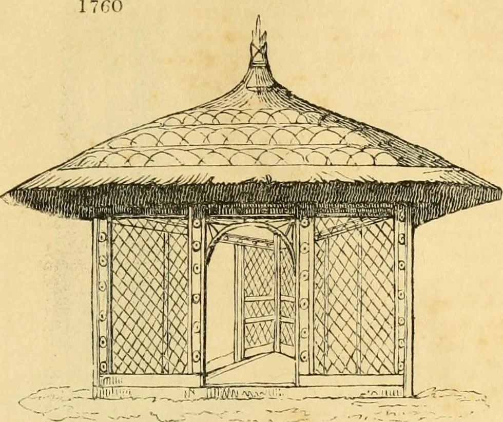 An illustration from An encyclopædia of cottage, farm, and villa architecture and furniture : containing numerous designs for dwellings from the cottage to the villa including farm houses, farmeries, and other agricultural buildings, several designs for country inns, public houses, and parochial schools, with the requisite fittings-up fixtures and furniture ; and appropriate offices, gardens and garden scenery ; each design accompanied by analytical and critical marks illustrative of the principles of archtiectural science and taste on whihc it is composed, 1836, leaf 1010