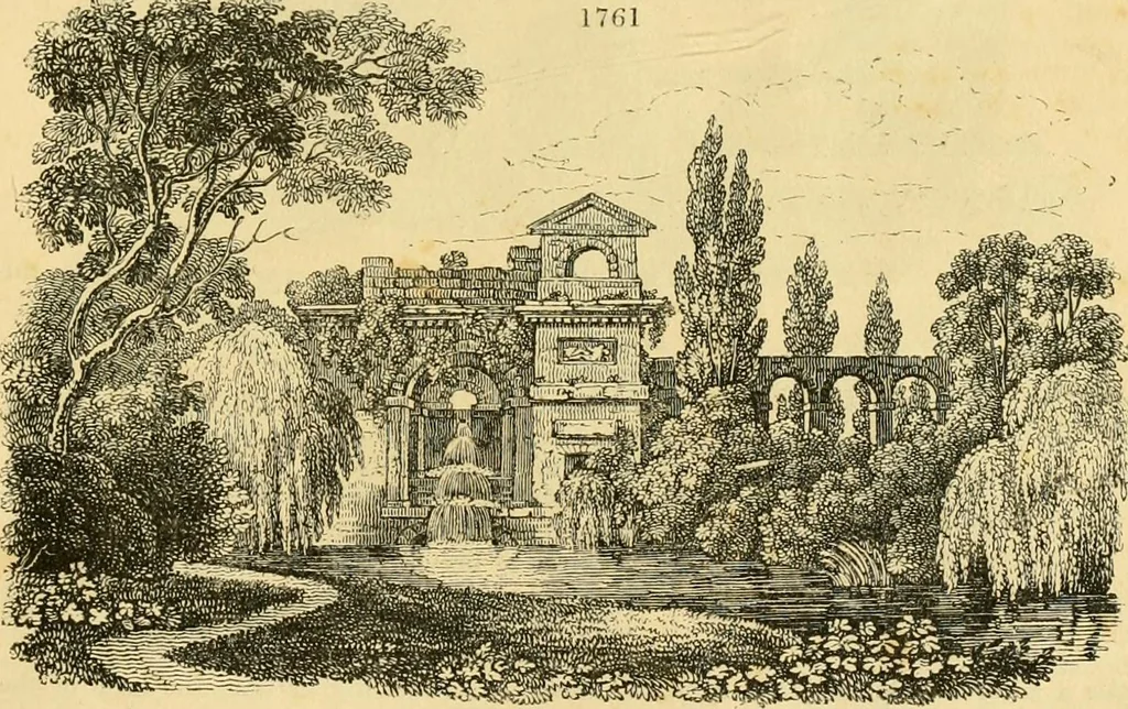 An illustration from An encyclopædia of cottage, farm, and villa architecture and furniture : containing numerous designs for dwellings from the cottage to the villa including farm houses, farmeries, and other agricultural buildings, several designs for country inns, public houses, and parochial schools, with the requisite fittings-up fixtures and furniture ; and appropriate offices, gardens and garden scenery ; each design accompanied by analytical and critical marks illustrative of the principles of archtiectural science and taste on whihc it is composed, 1836, leaf 1010