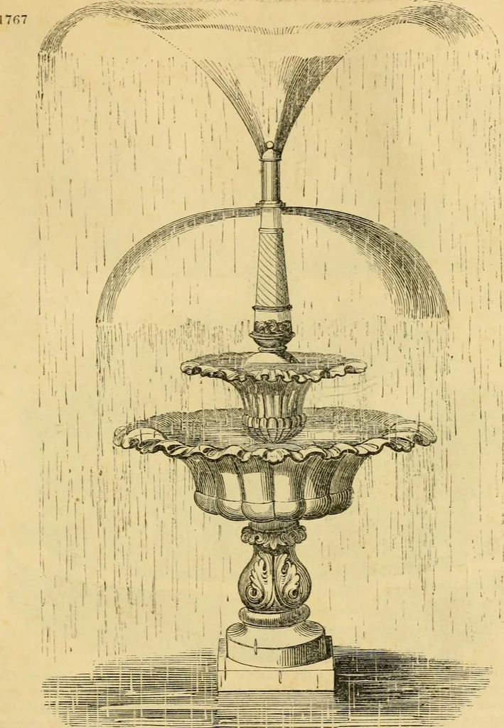 An illustration from An encyclopædia of cottage, farm, and villa architecture and furniture : containing numerous designs for dwellings from the cottage to the villa including farm houses, farmeries, and other agricultural buildings, several designs for country inns, public houses, and parochial schools, with the requisite fittings-up fixtures and furniture ; and appropriate offices, gardens and garden scenery ; each design accompanied by analytical and critical marks illustrative of the principles of archtiectural science and taste on whihc it is composed, 1836, leaf 1014