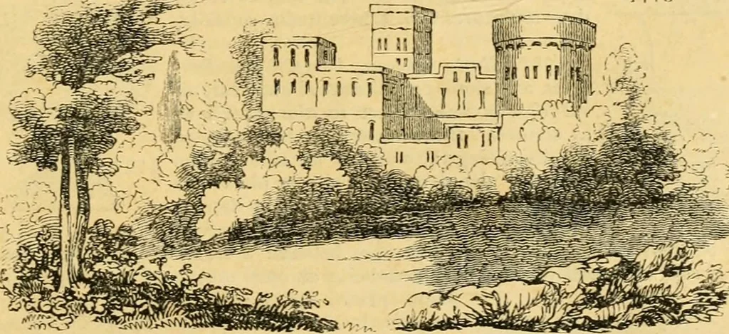 An illustration from An encyclopædia of cottage, farm, and villa architecture and furniture : containing numerous designs for dwellings from the cottage to the villa including farm houses, farmeries, and other agricultural buildings, several designs for country inns, public houses, and parochial schools, with the requisite fittings-up fixtures and furniture ; and appropriate offices, gardens and garden scenery ; each design accompanied by analytical and critical marks illustrative of the principles of archtiectural science and taste on whihc it is composed, 1836, leaf 1016