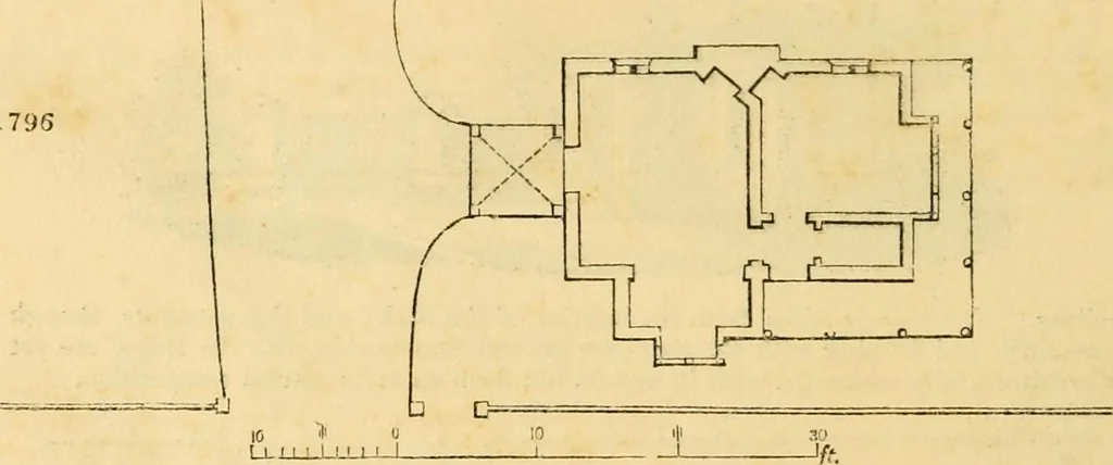 An illustration from An encyclopædia of cottage, farm, and villa architecture and furniture : containing numerous designs for dwellings from the cottage to the villa including farm houses, farmeries, and other agricultural buildings, several designs for country inns, public houses, and parochial schools, with the requisite fittings-up fixtures and furniture ; and appropriate offices, gardens and garden scenery ; each design accompanied by analytical and critical marks illustrative of the principles of archtiectural science and taste on whihc it is composed, 1836, leaf 1025