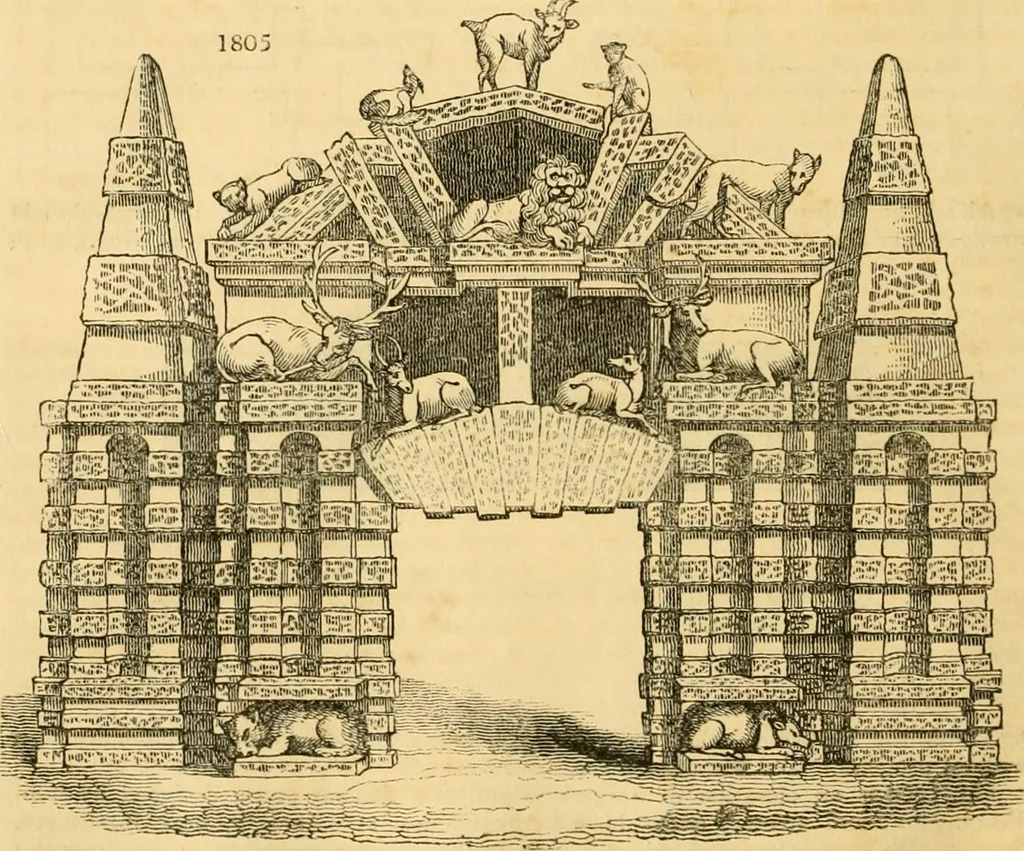 An illustration from An encyclopædia of cottage, farm, and villa architecture and furniture : containing numerous designs for dwellings from the cottage to the villa including farm houses, farmeries, and other agricultural buildings, several designs for country inns, public houses, and parochial schools, with the requisite fittings-up fixtures and furniture ; and appropriate offices, gardens and garden scenery ; each design accompanied by analytical and critical marks illustrative of the principles of archtiectural science and taste on whihc it is composed, 1836, leaf 1029