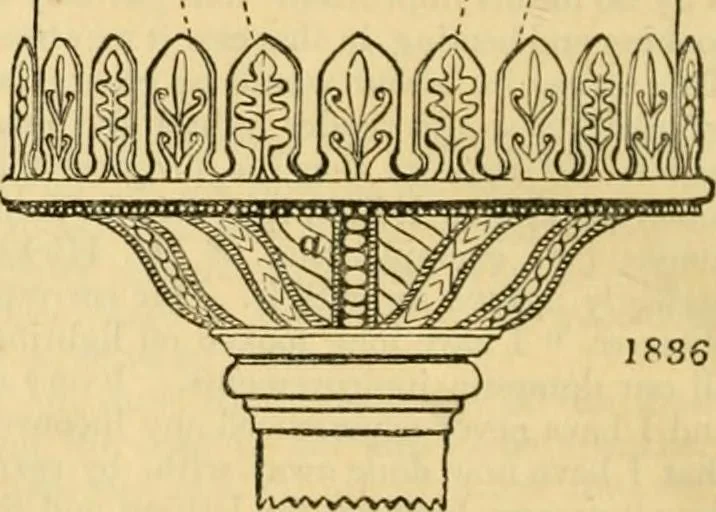 An illustration from An encyclopædia of cottage, farm, and villa architecture and furniture : containing numerous designs for dwellings from the cottage to the villa including farm houses, farmeries, and other agricultural buildings, several designs for country inns, public houses, and parochial schools, with the requisite fittings-up fixtures and furniture ; and appropriate offices, gardens and garden scenery ; each design accompanied by analytical and critical marks illustrative of the principles of archtiectural science and taste on whihc it is composed, 1836, leaf 1051
