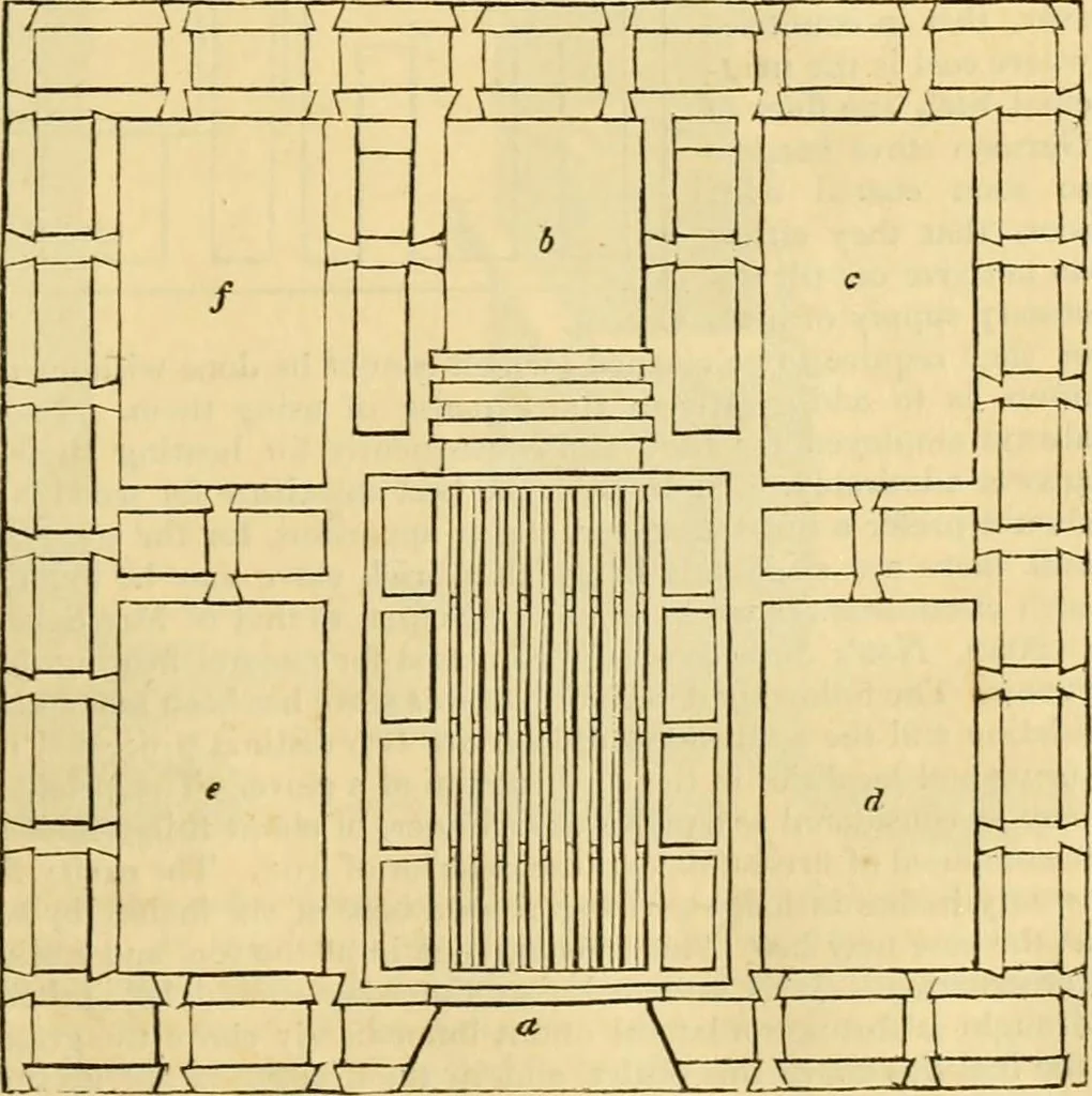 An illustration from An encyclopædia of cottage, farm, and villa architecture and furniture : containing numerous designs for dwellings from the cottage to the villa including farm houses, farmeries, and other agricultural buildings, several designs for country inns, public houses, and parochial schools, with the requisite fittings-up fixtures and furniture ; and appropriate offices, gardens and garden scenery ; each design accompanied by analytical and critical marks illustrative of the principles of archtiectural science and taste on whihc it is composed, 1836, leaf 1052