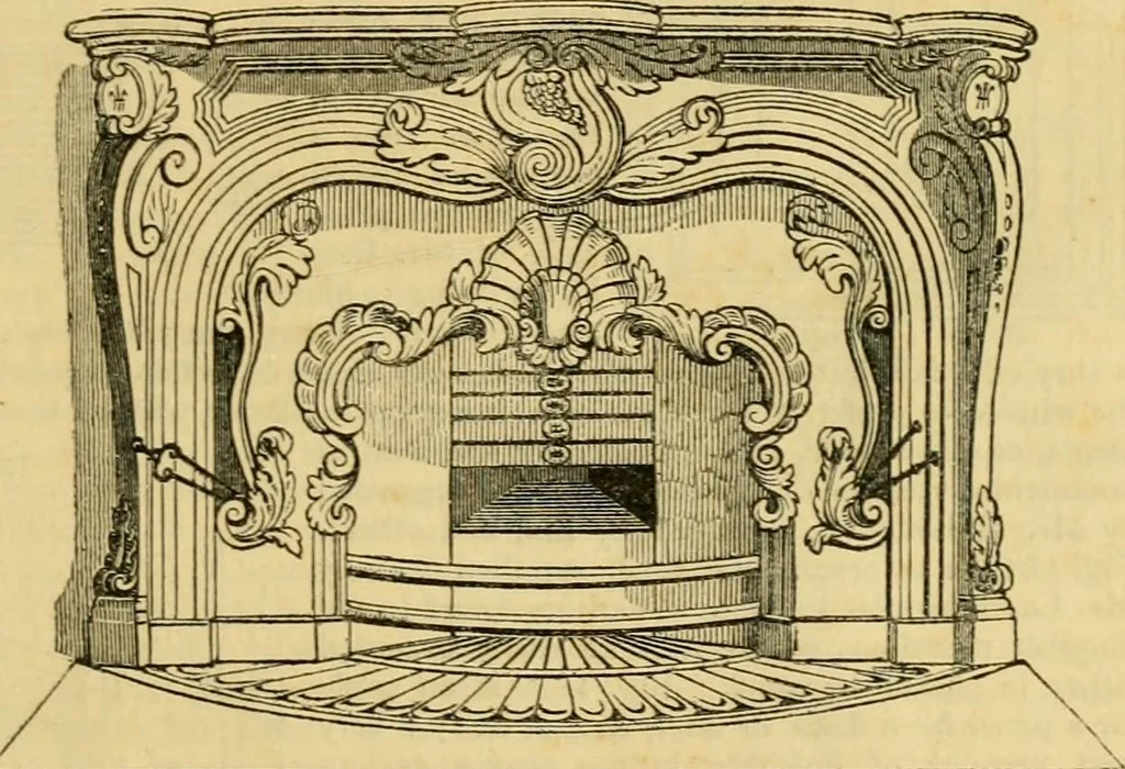 An illustration from An encyclopædia of cottage, farm, and villa architecture and furniture : containing numerous designs for dwellings from the cottage to the villa including farm houses, farmeries, and other agricultural buildings, several designs for country inns, public houses, and parochial schools, with the requisite fittings-up fixtures and furniture ; and appropriate offices, gardens and garden scenery ; each design accompanied by analytical and critical marks illustrative of the principles of archtiectural science and taste on whihc it is composed, 1836, leaf 1058