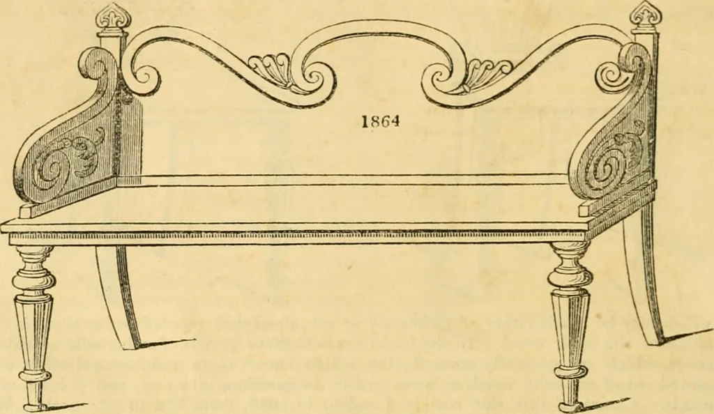 An illustration from An encyclopædia of cottage, farm, and villa architecture and furniture : containing numerous designs for dwellings from the cottage to the villa including farm houses, farmeries, and other agricultural buildings, several designs for country inns, public houses, and parochial schools, with the requisite fittings-up fixtures and furniture ; and appropriate offices, gardens and garden scenery ; each design accompanied by analytical and critical marks illustrative of the principles of archtiectural science and taste on whihc it is composed, 1836, leaf 1065