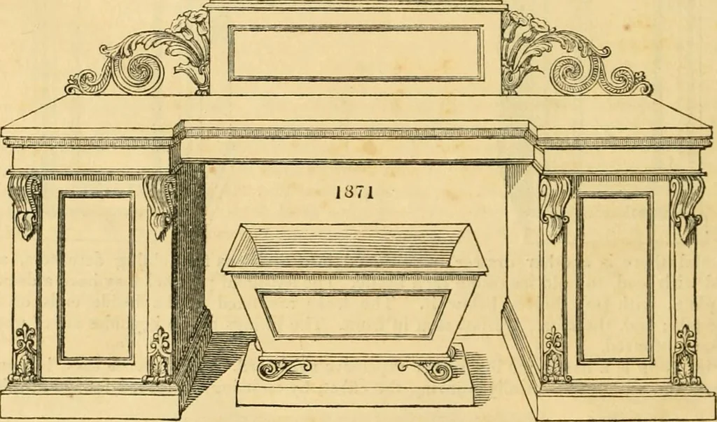 An illustration from An encyclopædia of cottage, farm, and villa architecture and furniture : containing numerous designs for dwellings from the cottage to the villa including farm houses, farmeries, and other agricultural buildings, several designs for country inns, public houses, and parochial schools, with the requisite fittings-up fixtures and furniture ; and appropriate offices, gardens and garden scenery ; each design accompanied by analytical and critical marks illustrative of the principles of archtiectural science and taste on whihc it is composed, 1836, leaf 1067