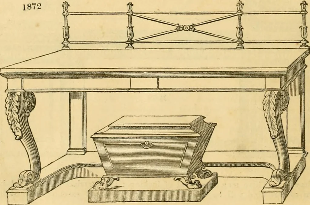 An illustration from An encyclopædia of cottage, farm, and villa architecture and furniture : containing numerous designs for dwellings from the cottage to the villa including farm houses, farmeries, and other agricultural buildings, several designs for country inns, public houses, and parochial schools, with the requisite fittings-up fixtures and furniture ; and appropriate offices, gardens and garden scenery ; each design accompanied by analytical and critical marks illustrative of the principles of archtiectural science and taste on whihc it is composed, 1836, leaf 1067