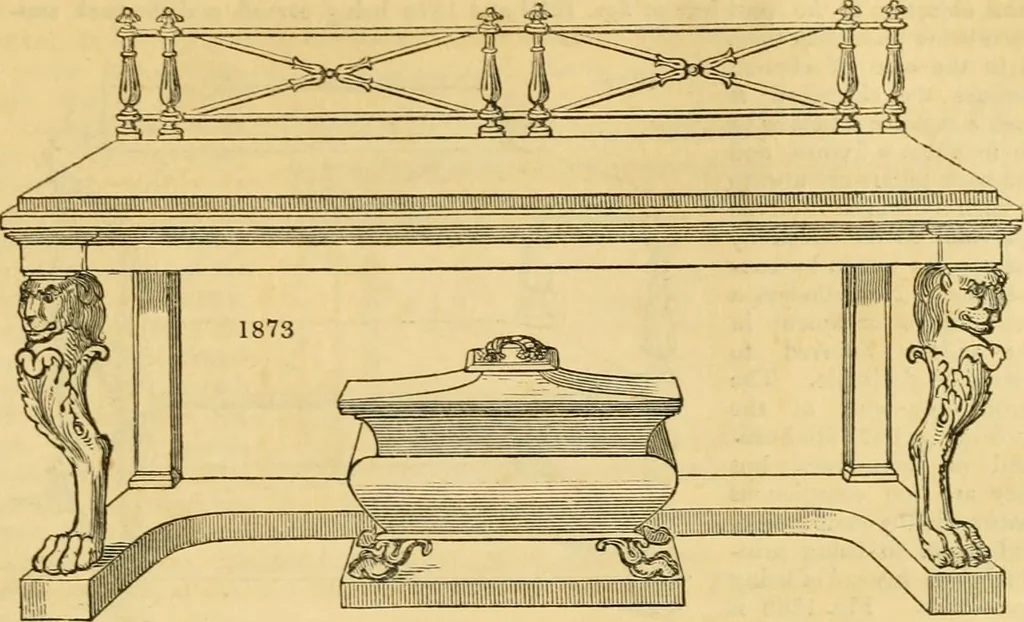 An illustration from An encyclopædia of cottage, farm, and villa architecture and furniture : containing numerous designs for dwellings from the cottage to the villa including farm houses, farmeries, and other agricultural buildings, several designs for country inns, public houses, and parochial schools, with the requisite fittings-up fixtures and furniture ; and appropriate offices, gardens and garden scenery ; each design accompanied by analytical and critical marks illustrative of the principles of archtiectural science and taste on whihc it is composed, 1836, leaf 1068