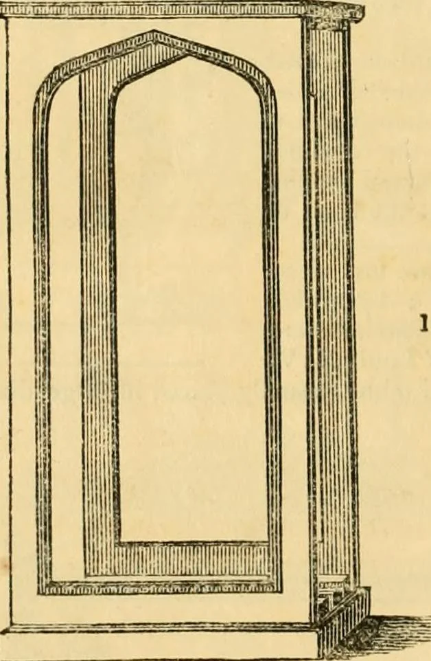 An illustration from An encyclopædia of cottage, farm, and villa architecture and furniture : containing numerous designs for dwellings from the cottage to the villa including farm houses, farmeries, and other agricultural buildings, several designs for country inns, public houses, and parochial schools, with the requisite fittings-up fixtures and furniture ; and appropriate offices, gardens and garden scenery ; each design accompanied by analytical and critical marks illustrative of the principles of archtiectural science and taste on whihc it is composed, 1836, leaf 1069