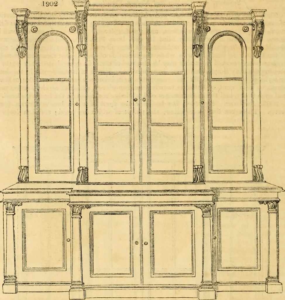 An illustration from An encyclopædia of cottage, farm, and villa architecture and furniture : containing numerous designs for dwellings from the cottage to the villa including farm houses, farmeries, and other agricultural buildings, several designs for country inns, public houses, and parochial schools, with the requisite fittings-up fixtures and furniture ; and appropriate offices, gardens and garden scenery ; each design accompanied by analytical and critical marks illustrative of the principles of archtiectural science and taste on whihc it is composed, 1836, leaf 1077